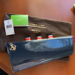 *NWT* Kate Spade navy patent leather ship clutch! PRISTINE